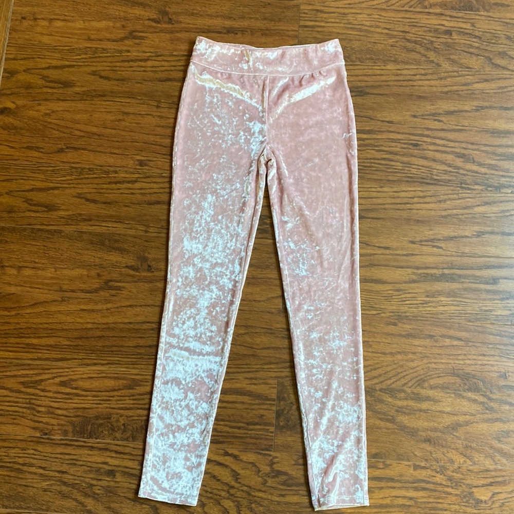 Girls Velour/Crushed Velvet pink Leggings, Size 10-12, NWOT